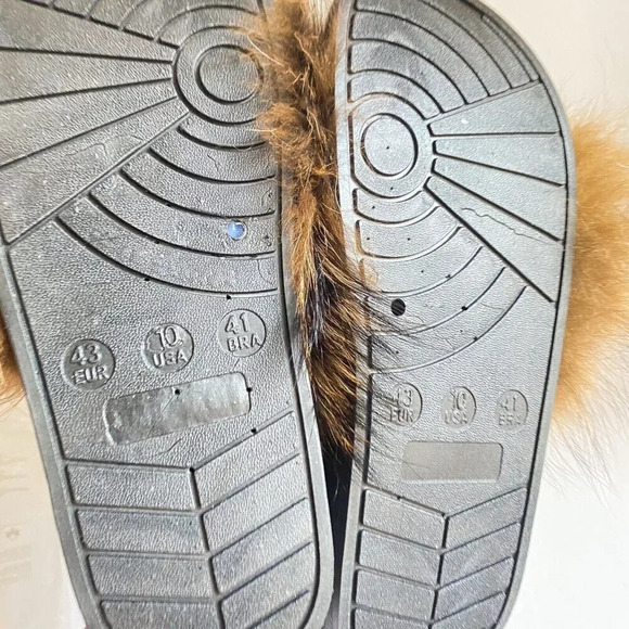 Brown Fur Real Fur Fluffy Slides NEW 10 - Picture 8 of 10